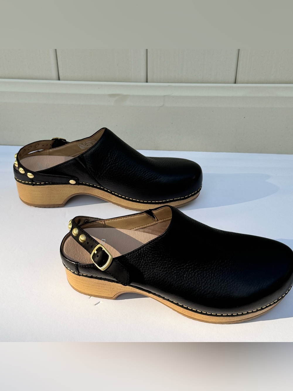 Dansko Black Leather Slingback Clogs Studded Strap EU 40 US 9.5-10 - Picture 5 of 10